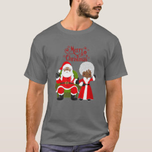 Camiseta Chica negro Santa Claus feriado campeón afroameric
