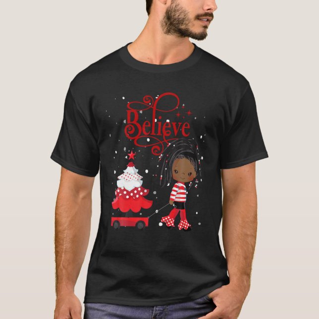 Camiseta Chica negro Santa Festividad (Anverso)