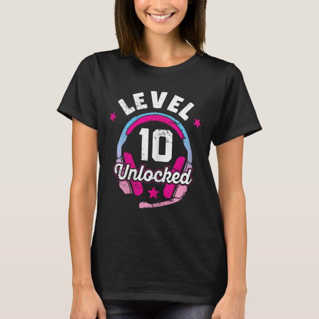 Camiseta Chica Nivel 10 Videojuego desbloqueado 10 cumpleañ (Anverso)