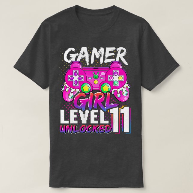 Camiseta Chica Nivel 11 Videojuego desbloqueado 11º cumplea (Diseño del anverso)