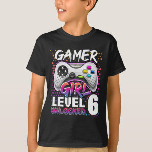 Camiseta Chica Nivel 6 Videojuego desbloqueado 6º regalo de
