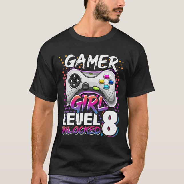 Camiseta Chica Nivel 8 Videojuego desbloqueado 8Regalo de c (Anverso)