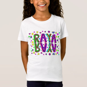 Camiseta Chica Nombre Raya Estrellas y Corazones