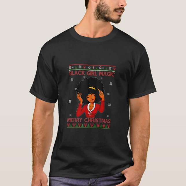 Camiseta Chica norteamericano Melanin Navidades Santa (Anverso)