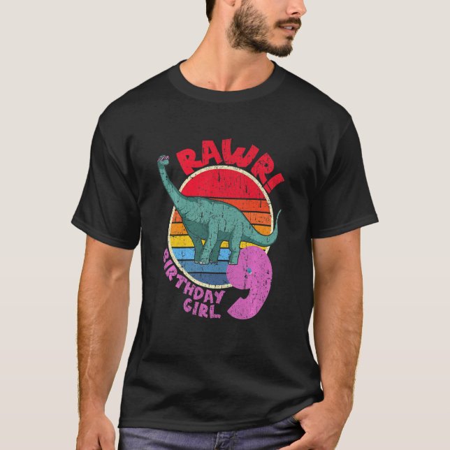 Camiseta ¡Chica Noveno Cumpleaños I Rawr! Brachiosaurus I F (Anverso)