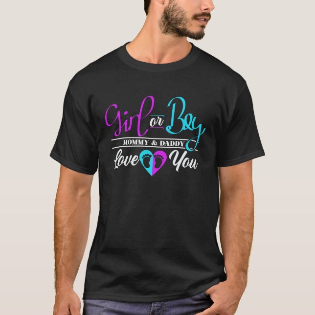 Camiseta Chica O Niño Mami Y Papá Te Ama Revelación De Géne (Anverso)