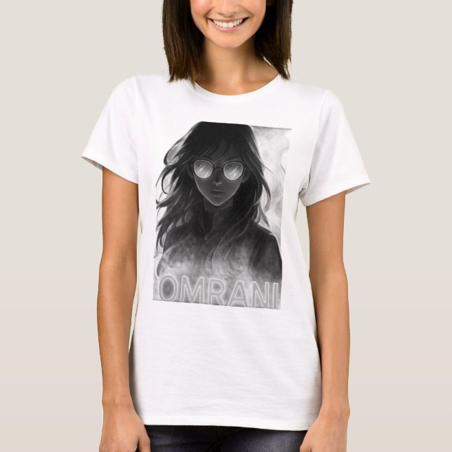 Camiseta Chica Omrani Oscuro Neon Anime - Futurista A (Anverso)