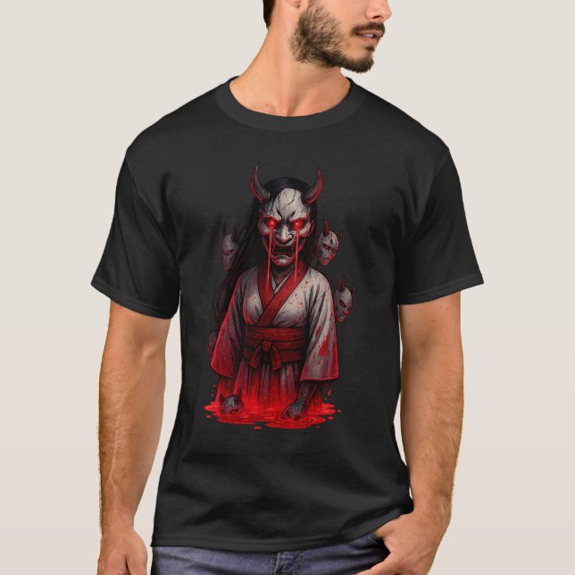 Camiseta Chica Oni Cyberpunk Oscuro (Anverso)