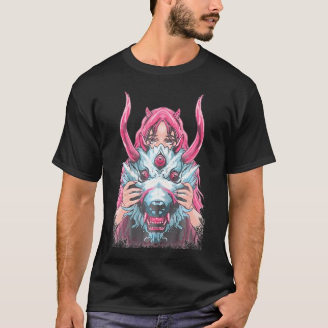 Camiseta Chica Oni Demon Chica de anime japonés (Anverso)