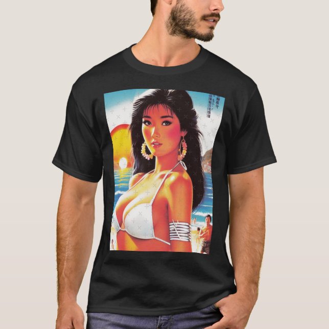 Camiseta Chica Oriental Retro Pegatina (Anverso)