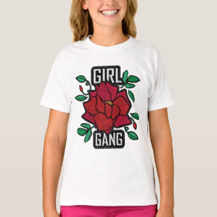 Camiseta Chica Pandilla Parche Rosa Rojo Moda Insignia