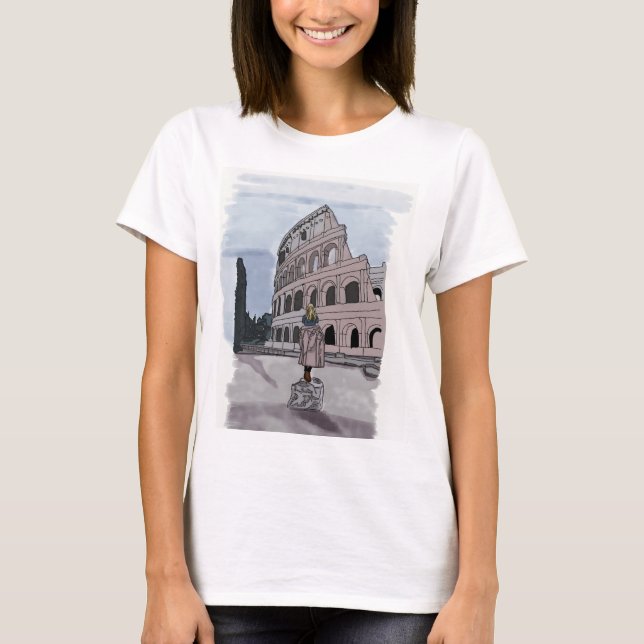 Camiseta Chica parado frente al Coliseo. (Anverso)