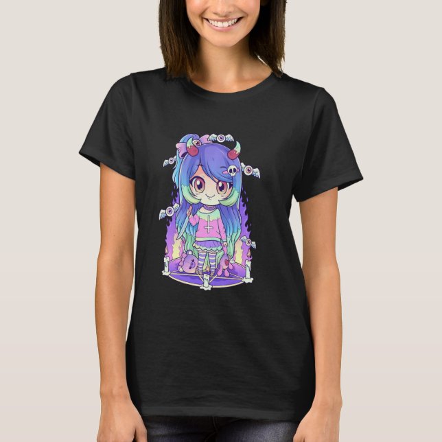 Camiseta Chica Pastel Gótico, Raro, Rosa Emo (Anverso)