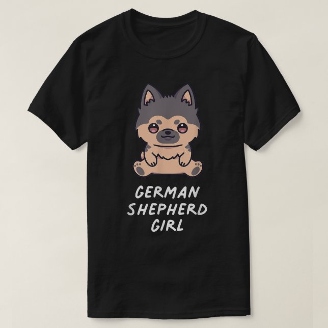 Camiseta Chica Pastor Alemán Kawaii Amante Perros Anime Due (Diseño del anverso)
