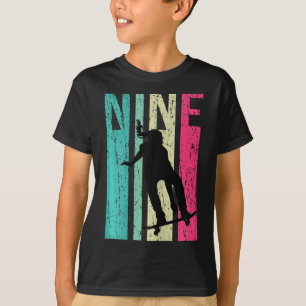 Camiseta Chica patinadora cumpleaños 9 Patinaje Patinando 9
