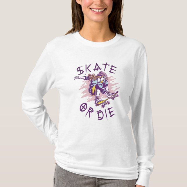 Camiseta Chica patinadora Skate or die (Anverso)