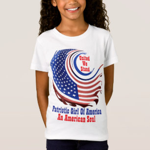 Camiseta Chica Patriótica de América Diseño Transparente