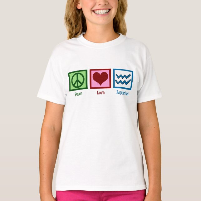 Camiseta Chica Peace Love Aquarius (Anverso)