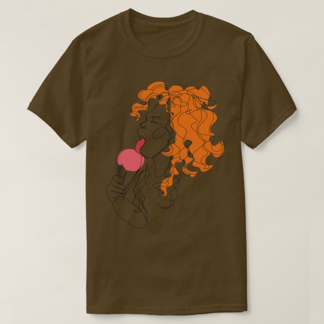 Camiseta Chica pelirroja lamiendo helado (Diseño del anverso)