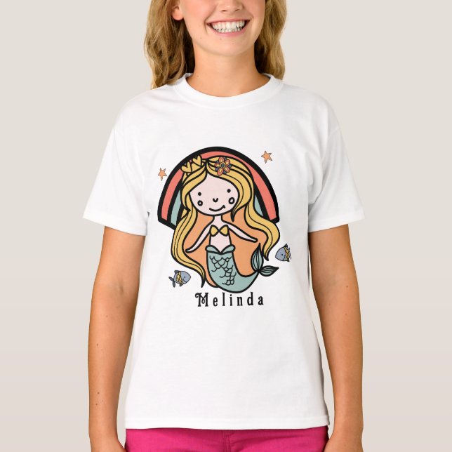 Camiseta Chica personalizada Escandinava Cute Mermaid (Anverso)