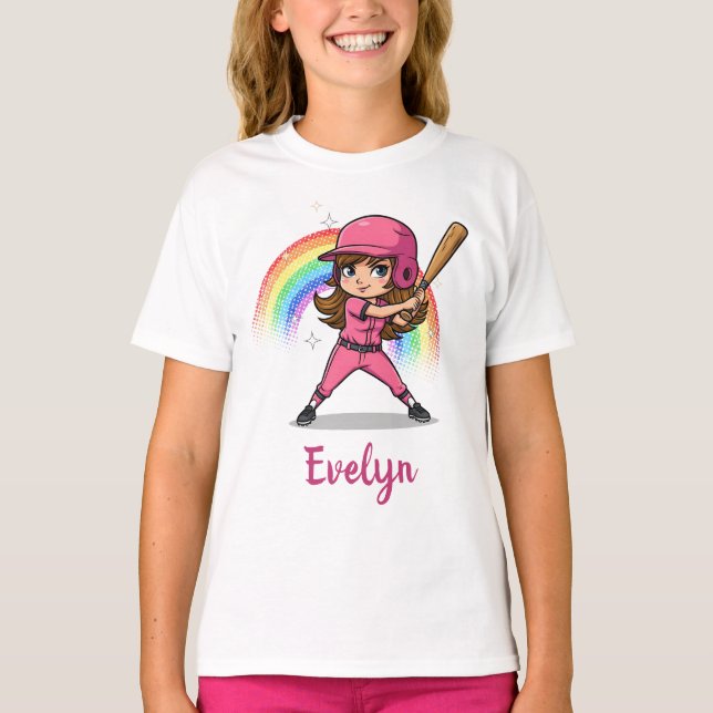 Camiseta Chica Personalizado cariñoso jugador de béisbol en (Anverso)