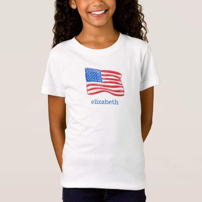 Camiseta Chica Personalizado de la Bandera Americana (Anverso)