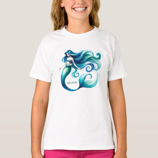 Camiseta Chica personalizado de la sirena de color de agua  (Anverso)