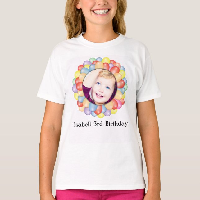 Camiseta Chica personalizado del cumpleaños de la foto (Anverso)