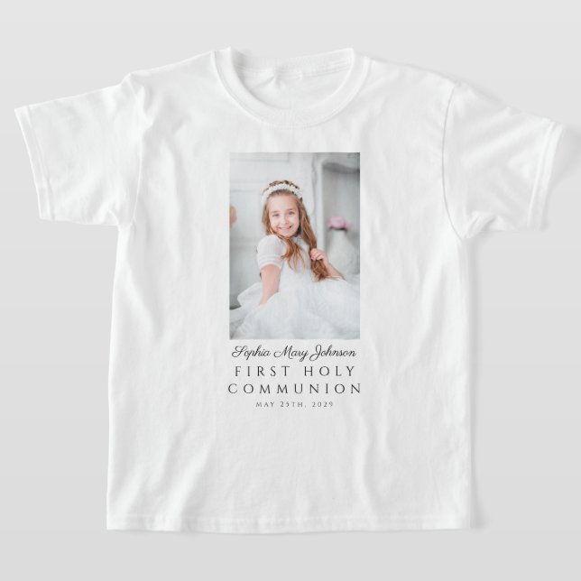 Camiseta Chica personalizado primero foto de la Santa Comun (Distribución)