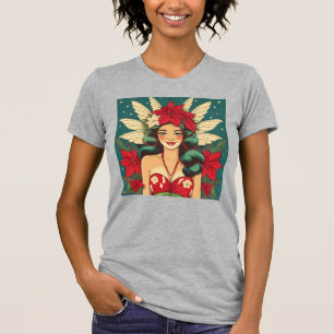 Camiseta Chica Pin-Up Retro de Navidad Tropical de los 50
