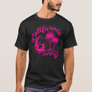 Camiseta Chica Pink California Surfing Beach Big Wave Surfi