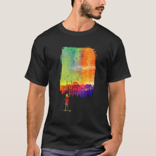 Camiseta Chica pinta una foto de Safari en la pared con ele