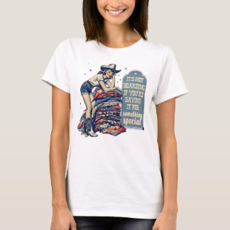 Camiseta Chica pinup vaquera occidental costurera de colcha