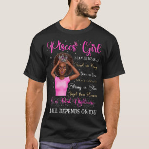 Camiseta Chica Pisces Reina negra Zodiac Cumpleaños Mujeres