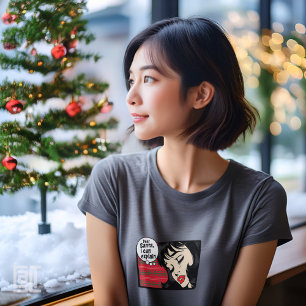 Camiseta Chica Pop Art de Navidad Santa puedo explicar