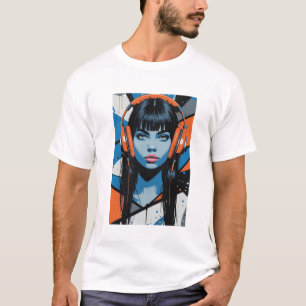 Camiseta Chica pop retro con audífonos - Ar callejero vibra