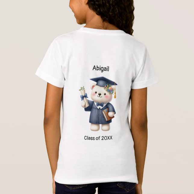 Camiseta Chica preescolar nombre graduado osito de peluche (Reverso)