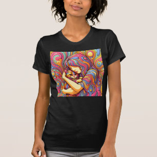 Camiseta Chica psicodélico y gato