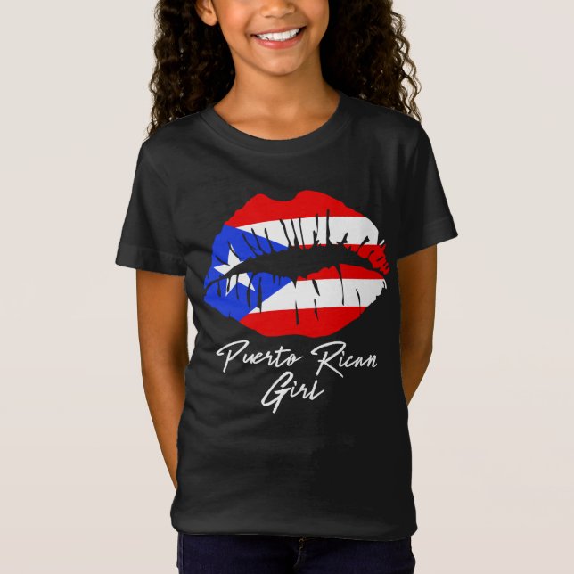 Camiseta Chica puertorriqueña levanta bandera Boricua amor  (Anverso)