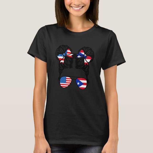 Camiseta Chica puertorriqueño medio americano Estados Unido (Anverso)