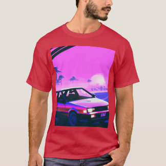 Camiseta Chica puesta de sol Vaporwave Coche Synthwave retr