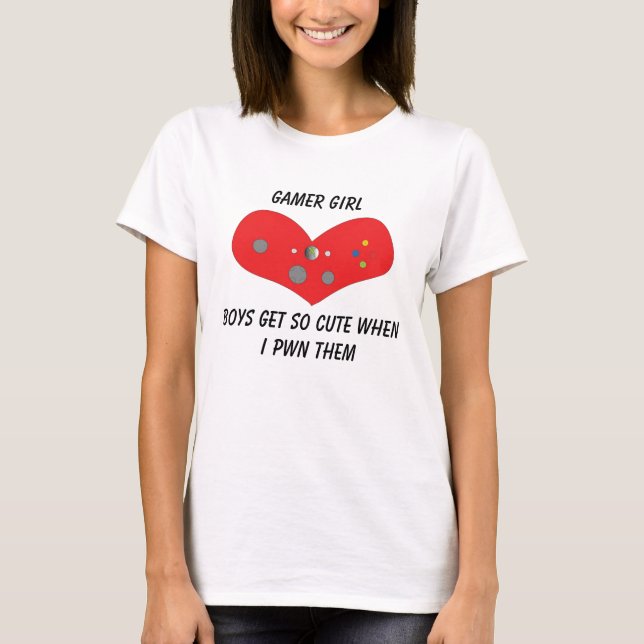 Camiseta Chica Pwns del videojugador lindo (Anverso)