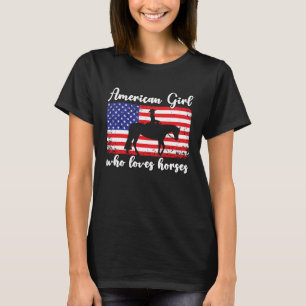 Camiseta Chica Que Ama Caballos Orgullosa Bandera De Estado