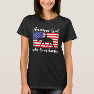Camiseta Chica Que Ama Caballos Orgullosa Bandera De Estado