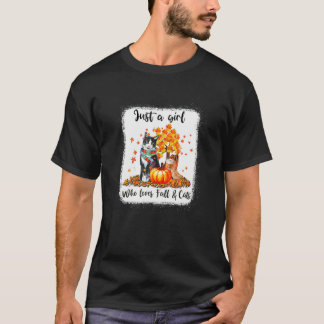 Camiseta Chica Que Ama La Caída Y Gatos Calabaza Gato Hallo
