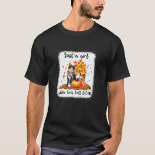 Camiseta Chica Que Ama La Caída Y Gatos Calabaza Gato Hallo