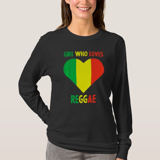 Camiseta Chica que ama la música reggae Jamaica Rastafari J (Anverso)