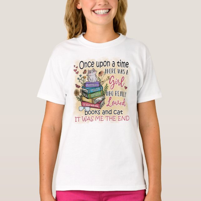 Camiseta Chica que ama los libros y los gatos (Anverso)