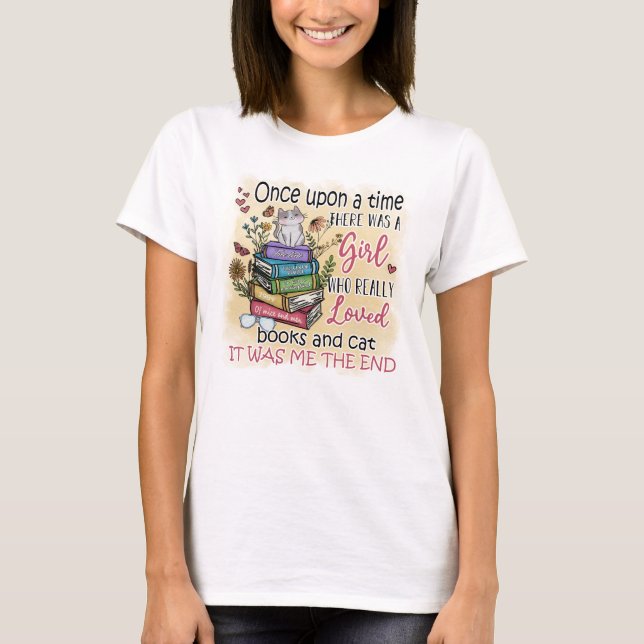 Camiseta Chica que ama los libros y los gatos (Anverso)