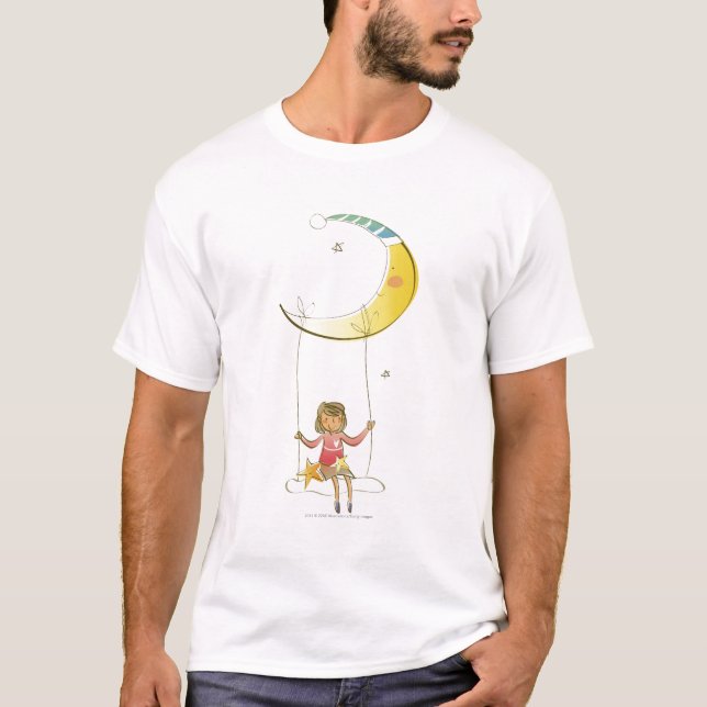Camiseta Chica que balancea en una cuerda que cuelga de la (Anverso)